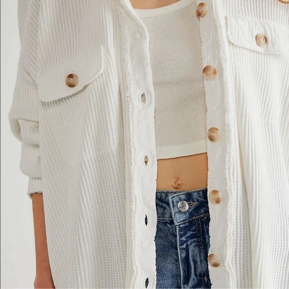Free People FP One Scout Oversized Waffle Knit Jacket